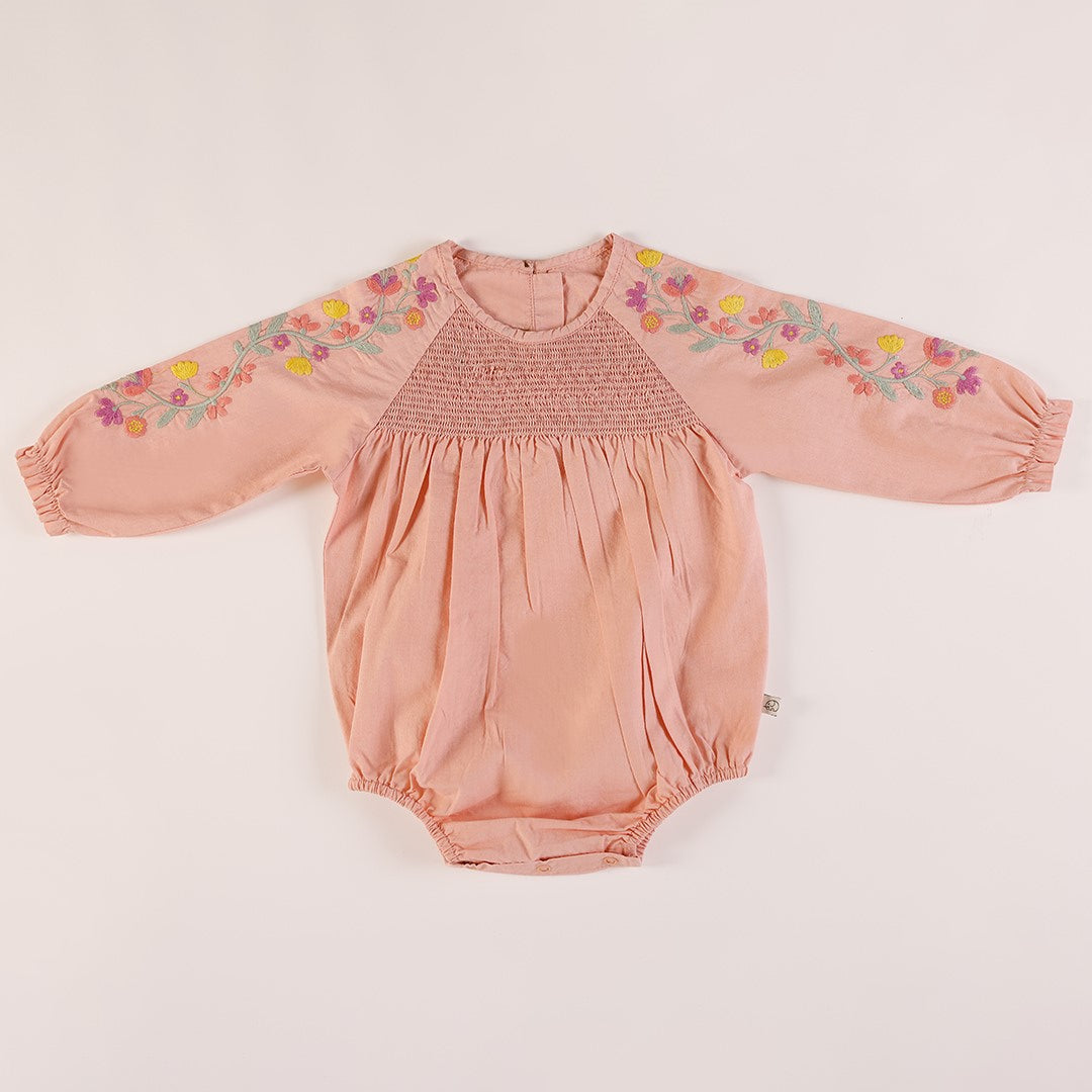 Baby full sleeves embroidered romper