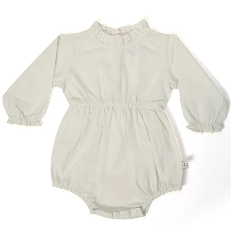 Full Sleeves Frill Romper - White