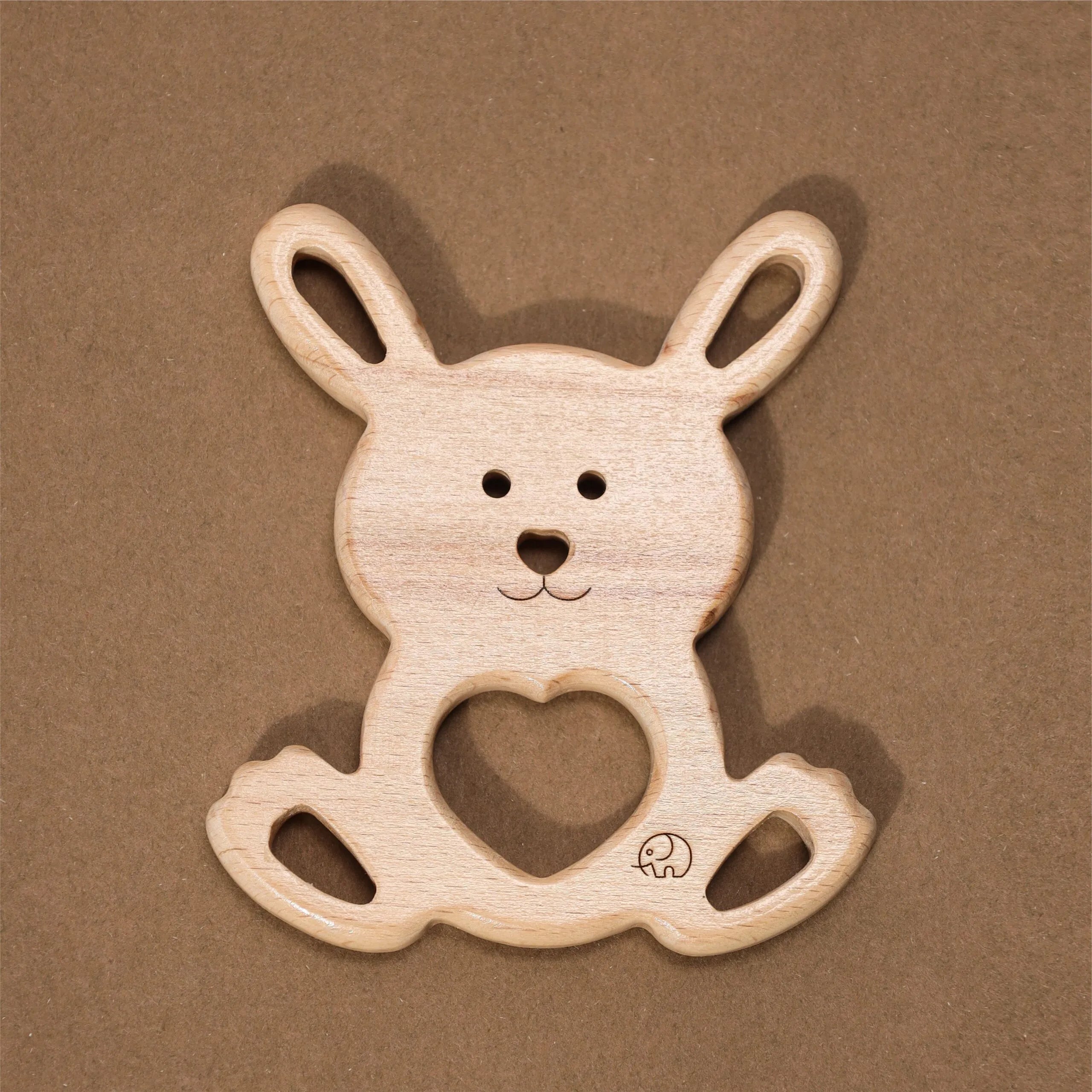 Natural Beech Wood Bunny Teether - Wood Colors