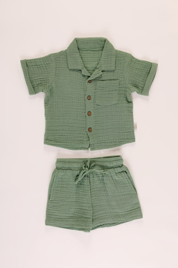 Baby collared shirt & shorts set
