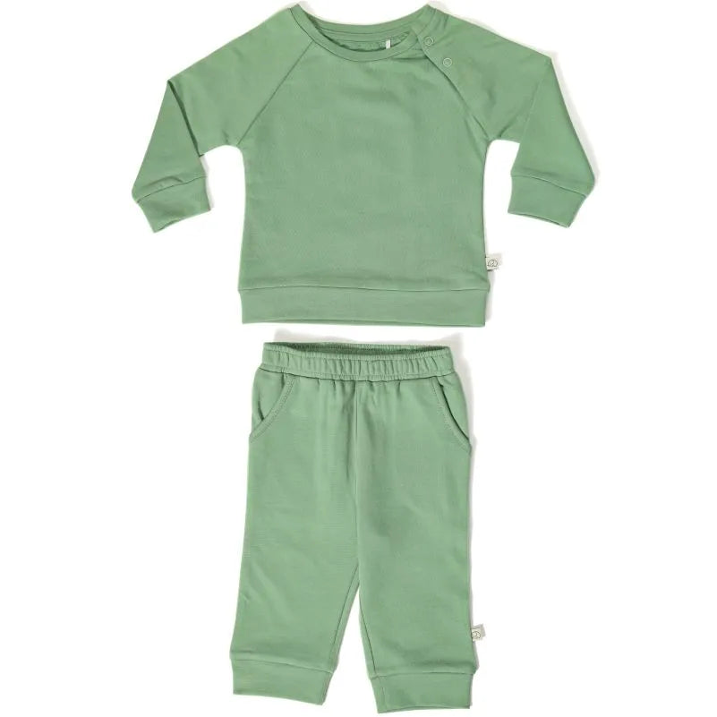 Baby Organic Cotton Fleece Jogger Set - Mineral Green