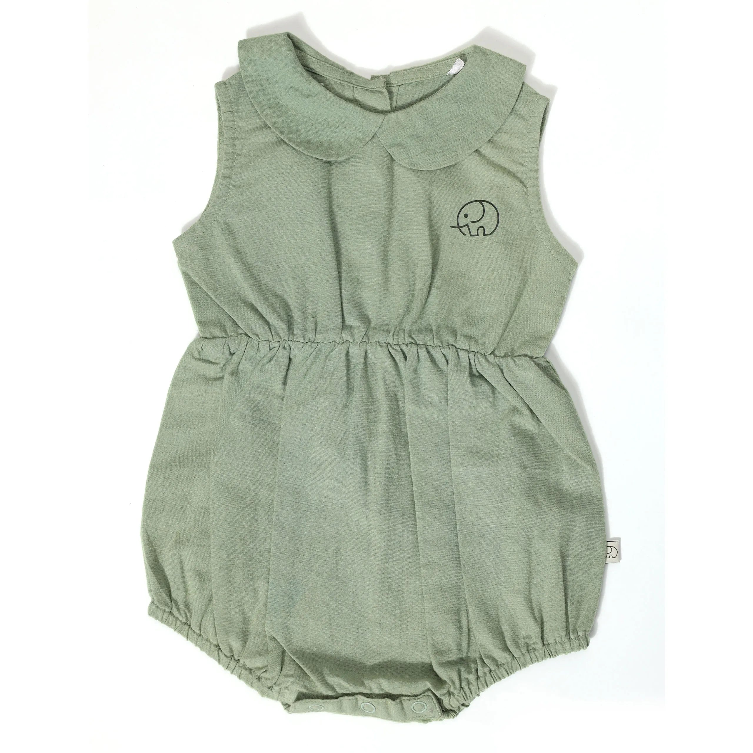 Baby Peter Pan Collared Romper - Mineral Green