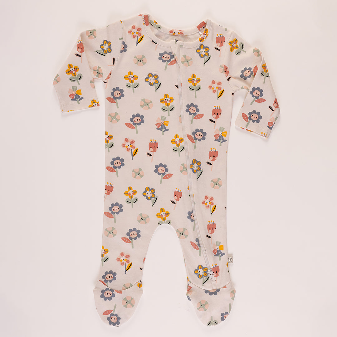 Baby 2 way zipper Garden of dreams printed full sleeves bodysuit