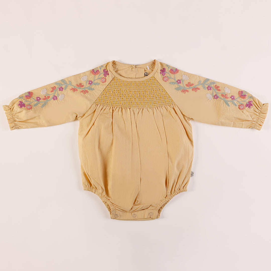 Baby full sleeves embroidered romper