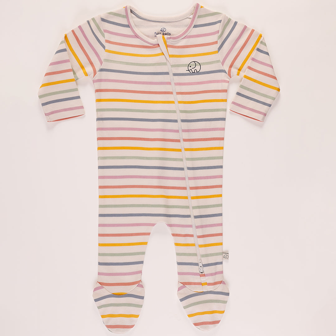 Baby 2 way zipper Colorful stripes full sleeves bodysuit