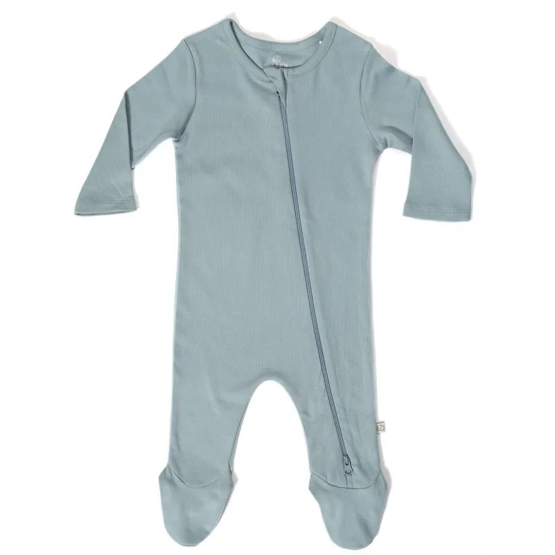 Baby 2 Way Zipper Full Sleeves Bodysuit - Dusty Blue