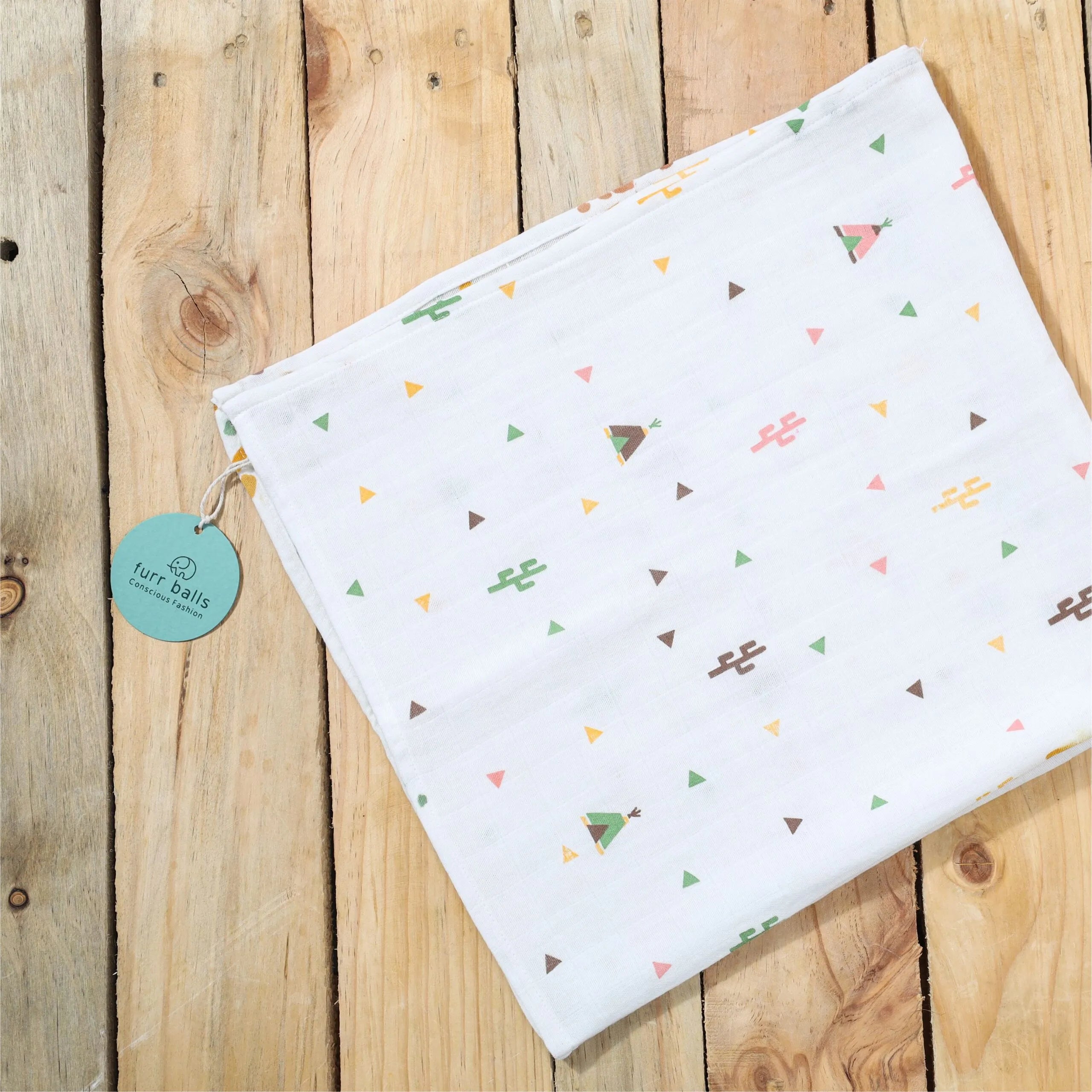 Baby Muslin Happy Camper Swaddle - White