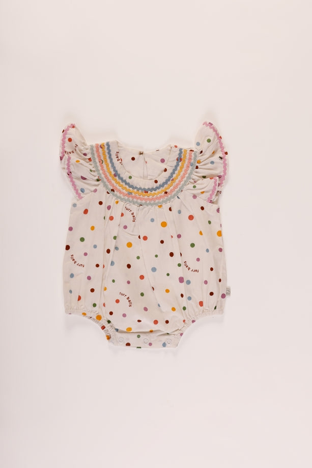 Baby Printed Polka Dotted frill sleeves romper