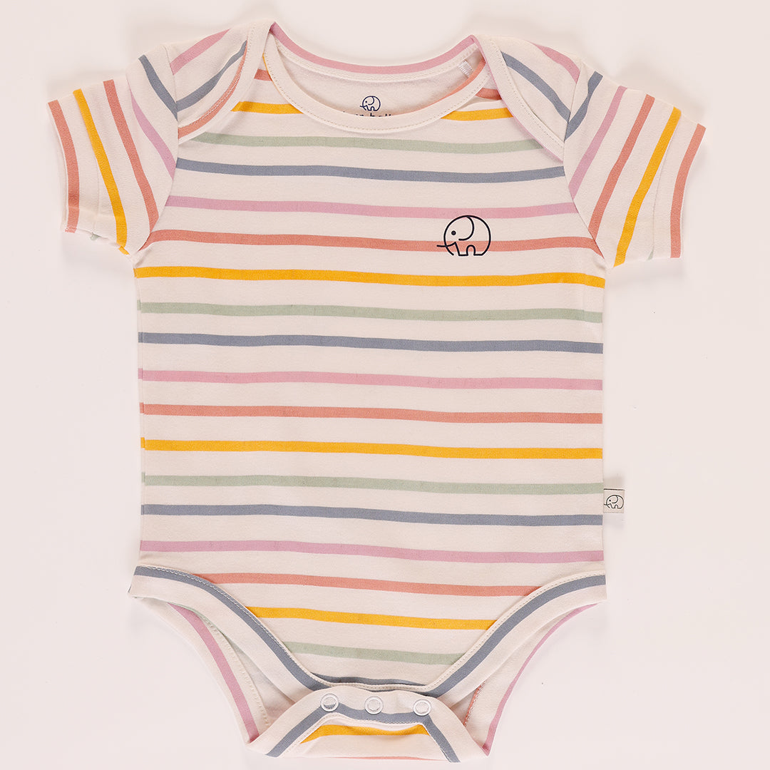 Baby Organic Colorful stripes short sleeves bodysuit