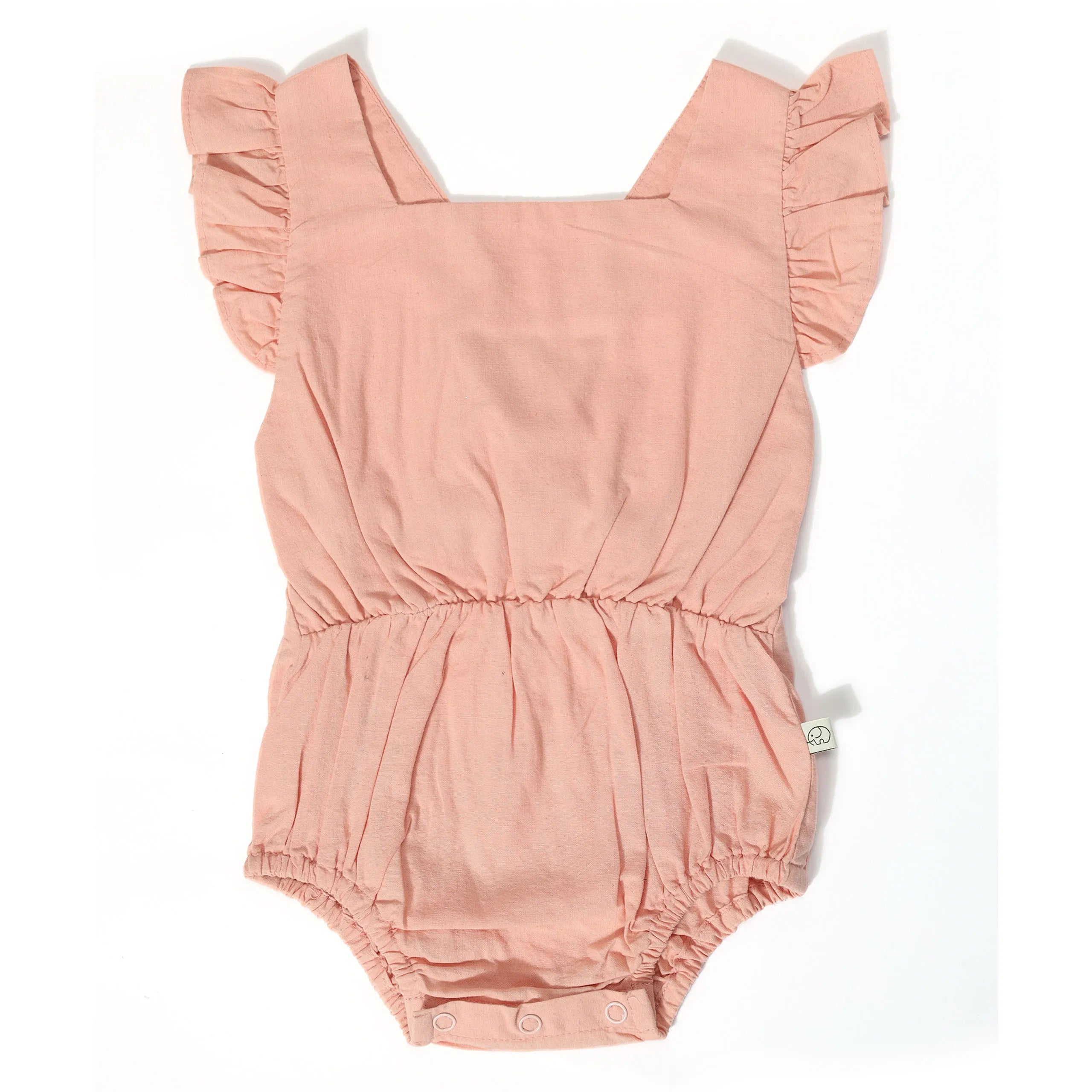 Baby Sleeveless Frill Romper - Coral Almond