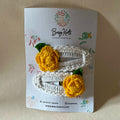 Handmade Crochet Rose Clips White/Yellow