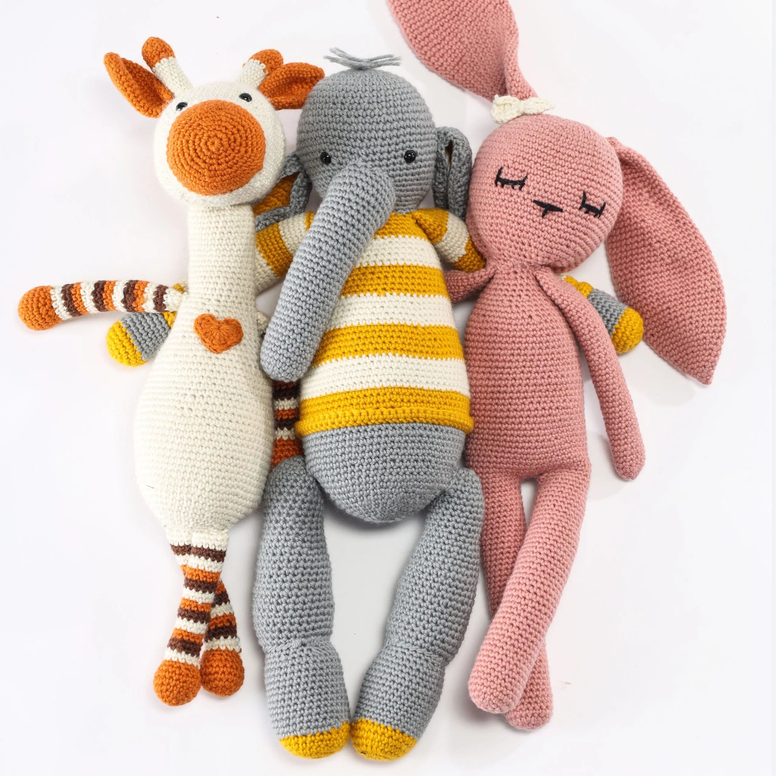 Pack Of 3 Cute Cuddle Buddies - Grey Melange, Off White, Coral Almond