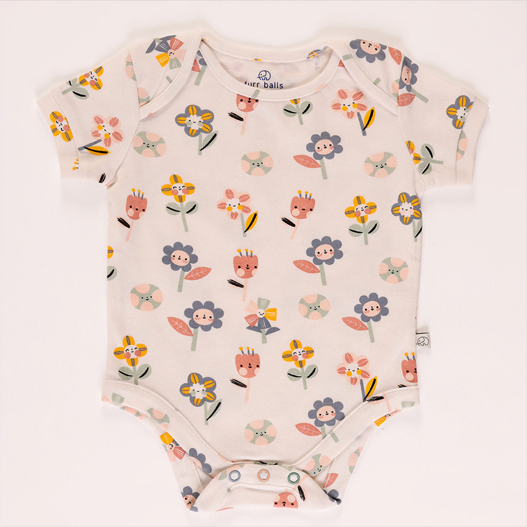 Baby Organic Garden of dreams printed short sleeves bodysuit