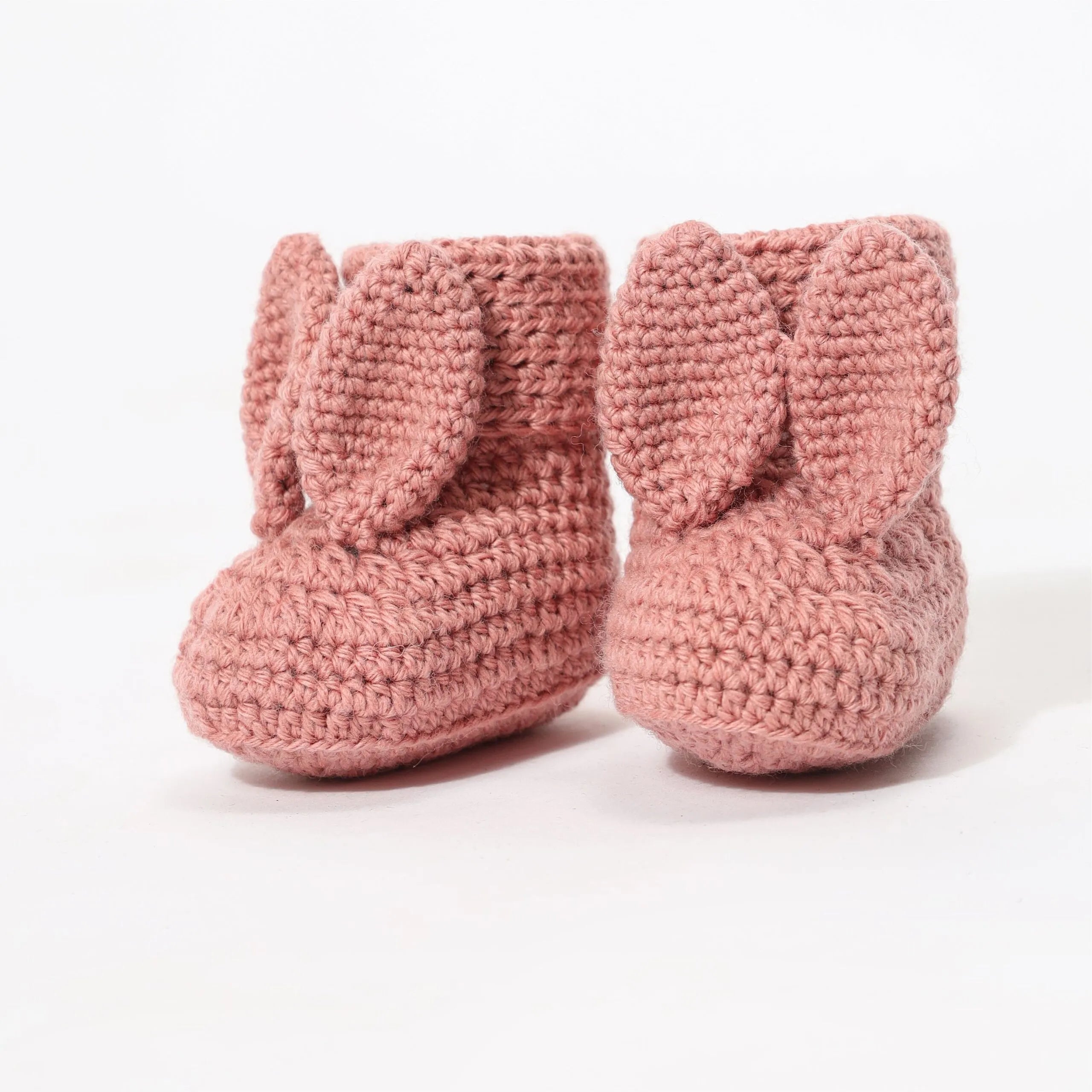 Baby Bunny Crochet Booties - Coral Almond