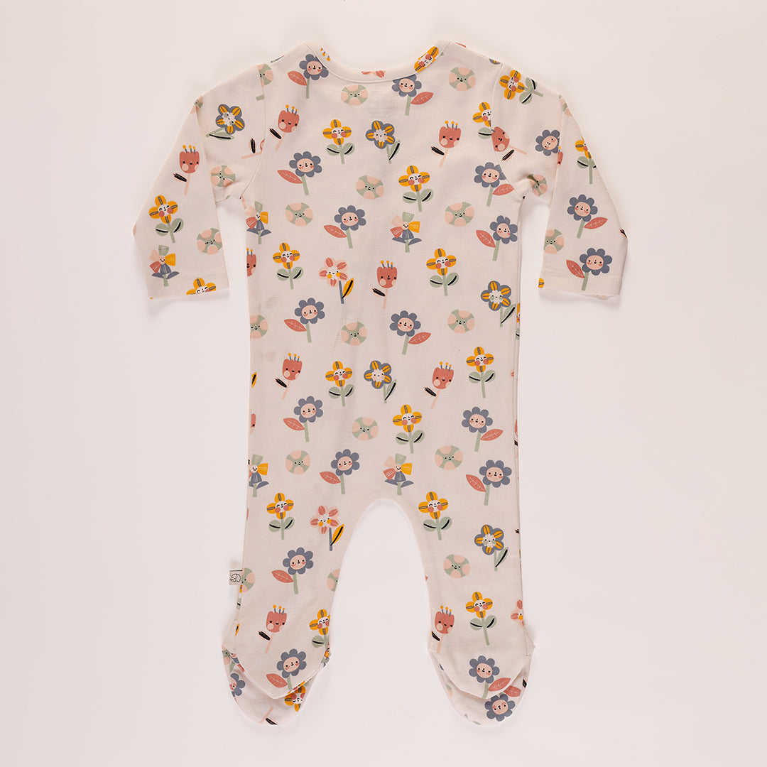 Baby 2 way zipper Garden of dreams printed full sleeves bodysuit