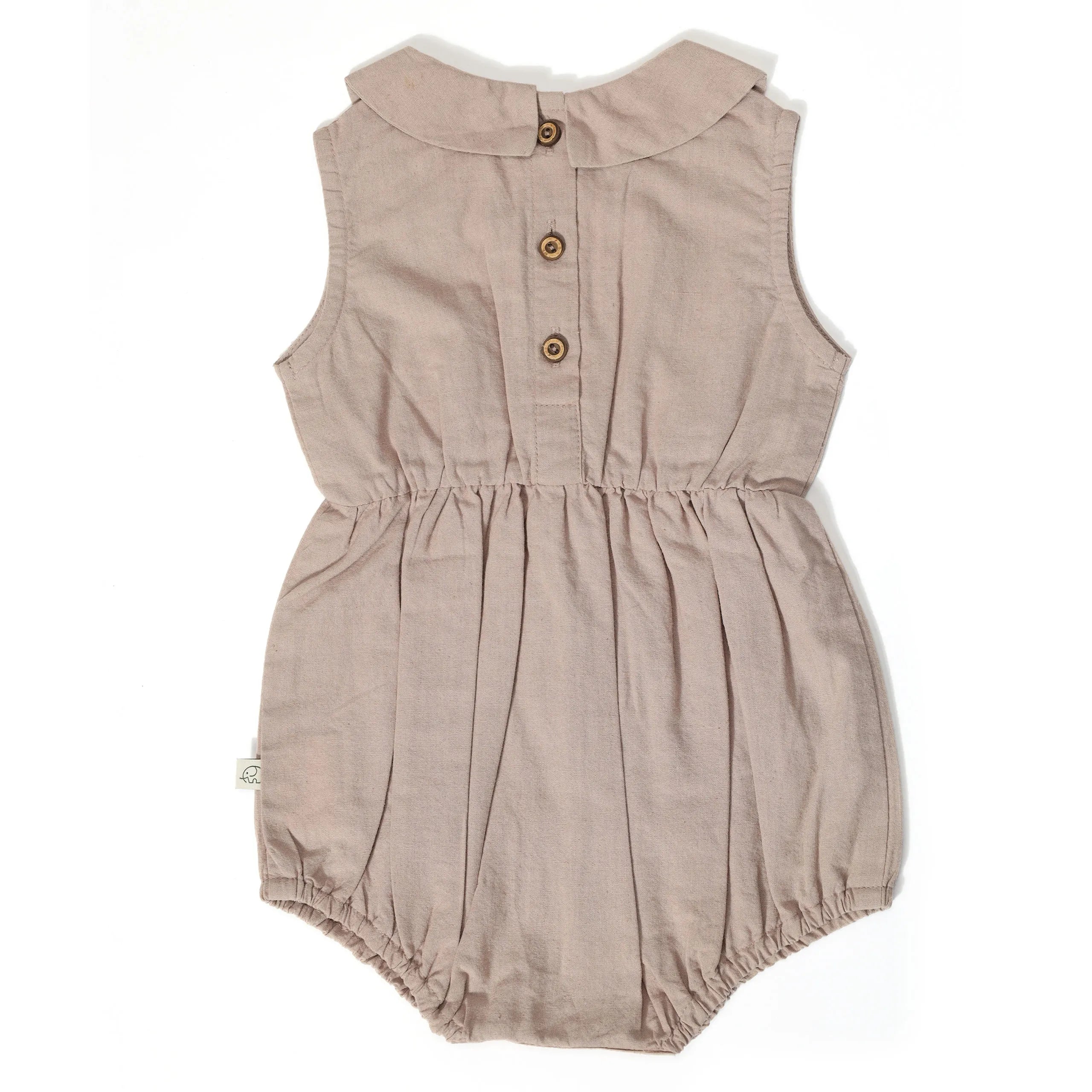 Baby Peter Pan Collared Romper - Ruby Tan