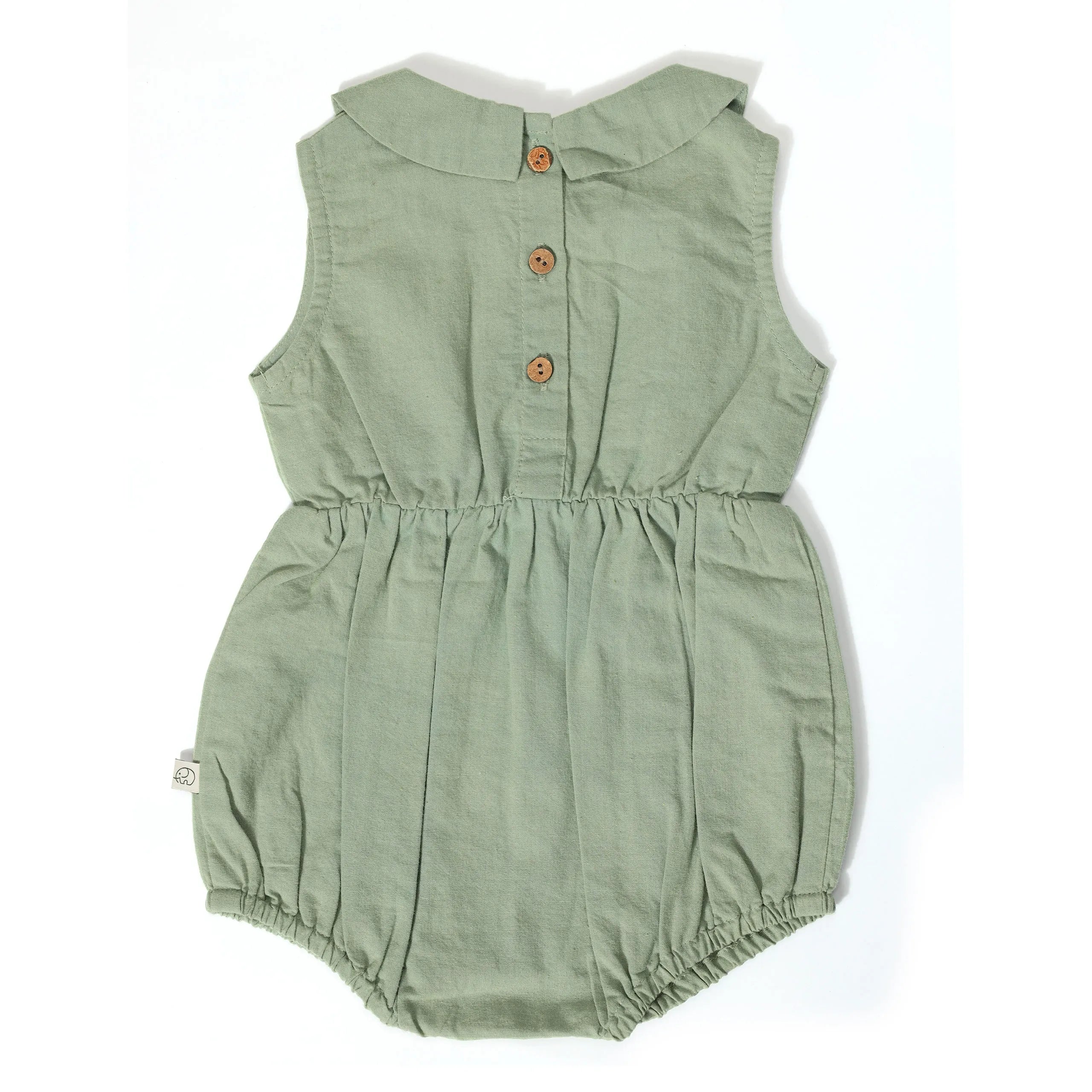 Baby Peter Pan Collared Romper - Mineral Green