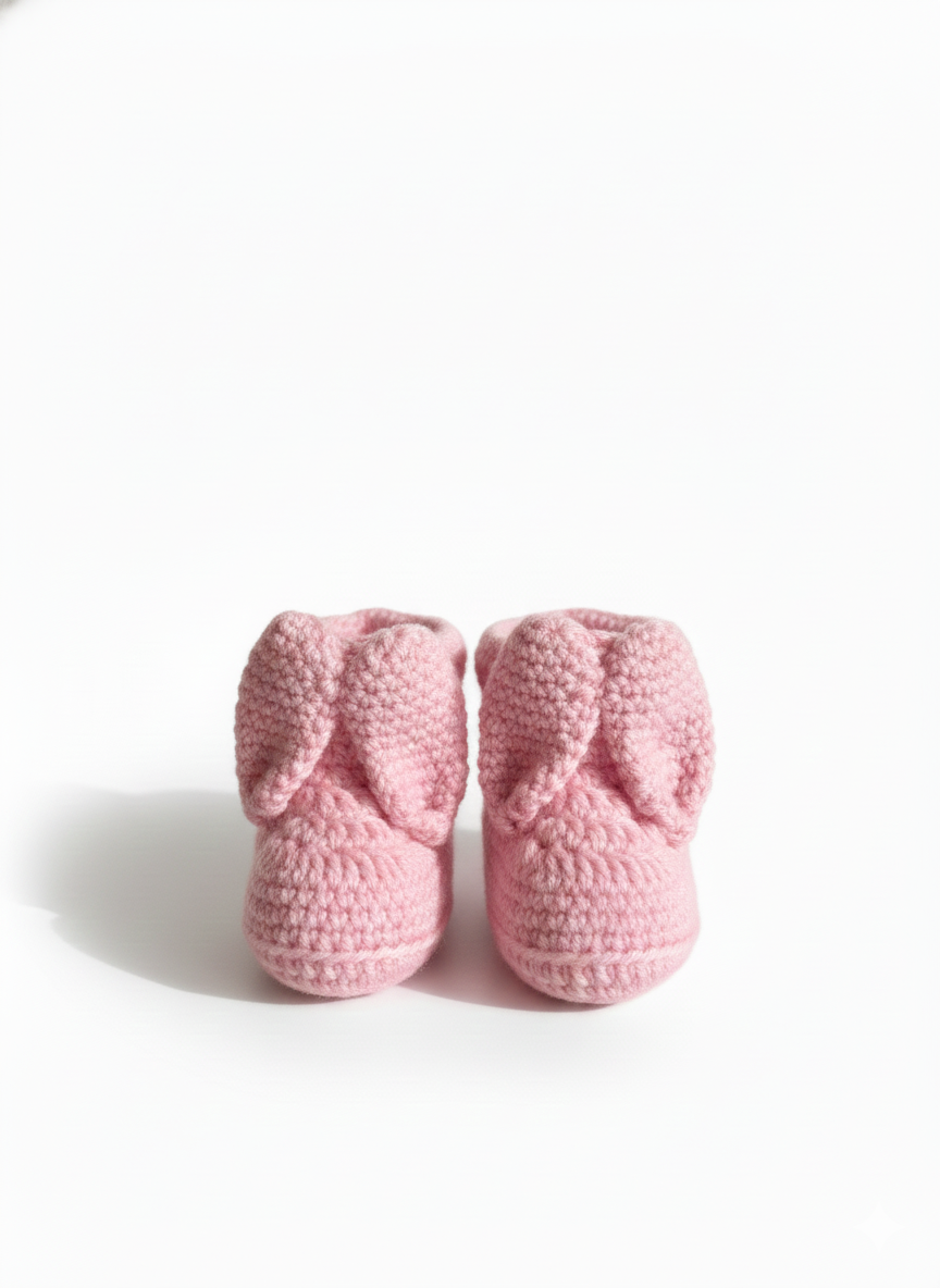 Baby Cute Pack Of 3 Crochet Booties - Off-White,Grey Melange, Coral Almond