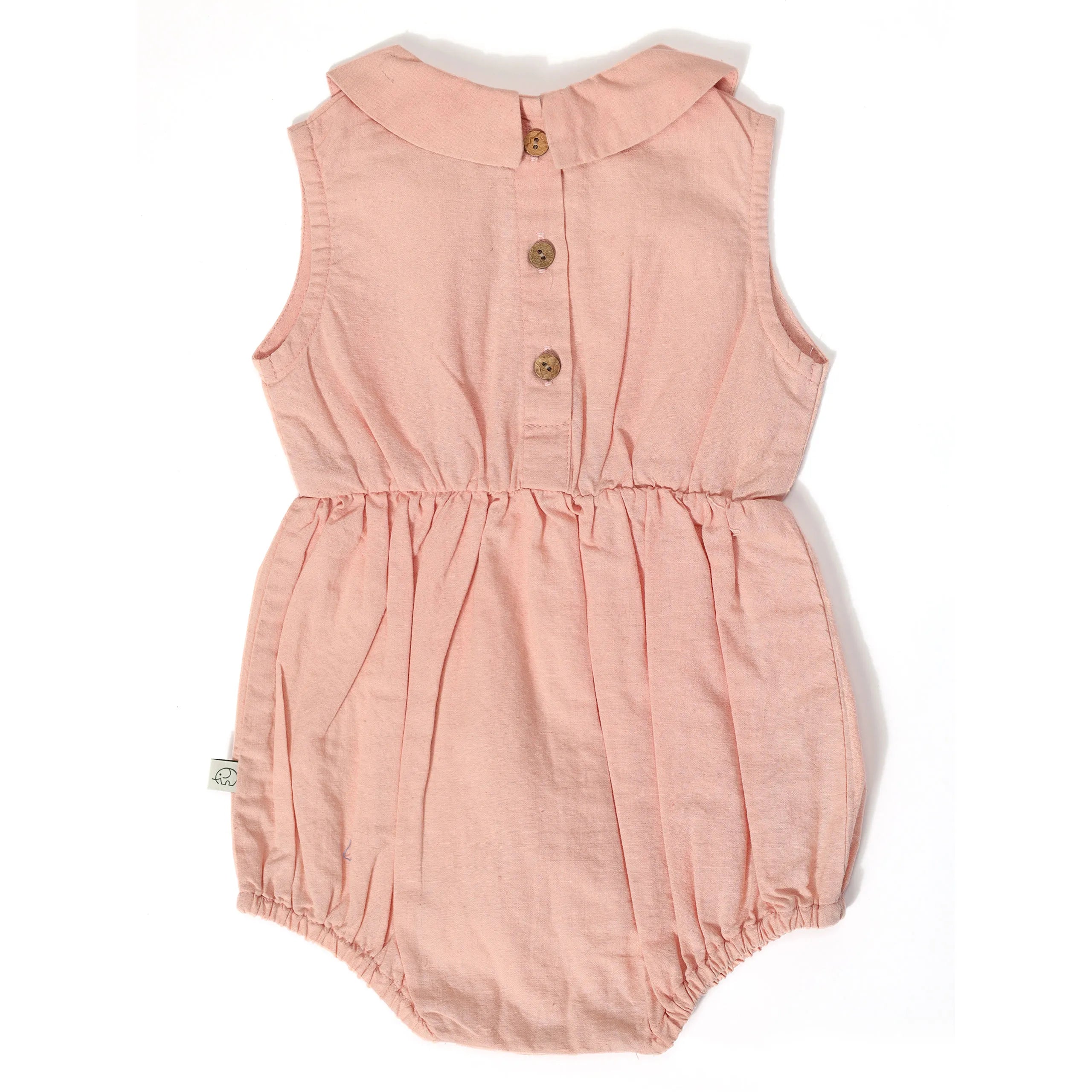 Baby Peter Pan Collared Romper - Coral Almond