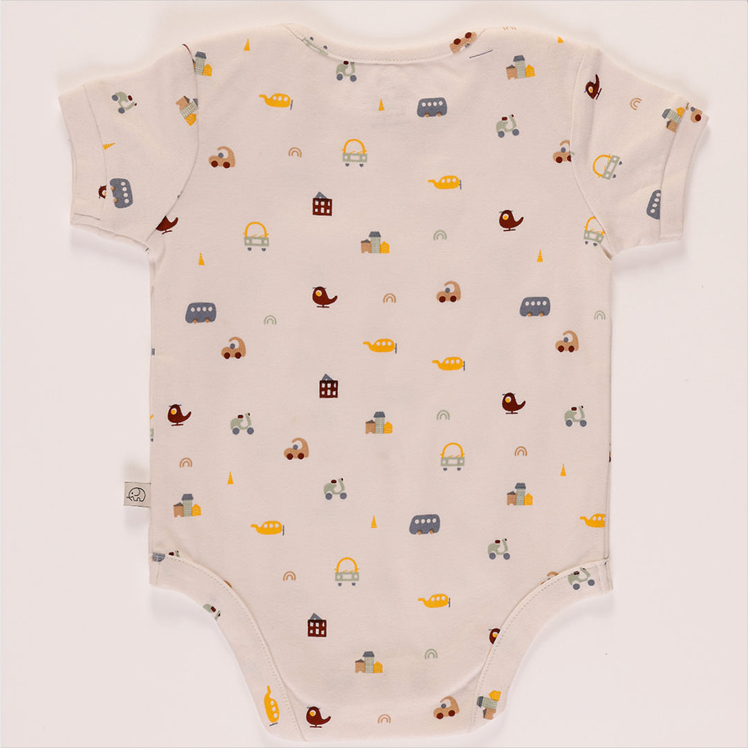 Baby Organic Little Racer printed short sleeves bodysuit