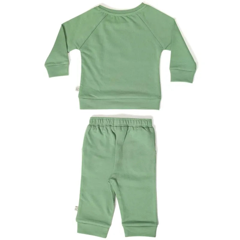 Baby Organic Cotton Fleece Jogger Set - Mineral Green