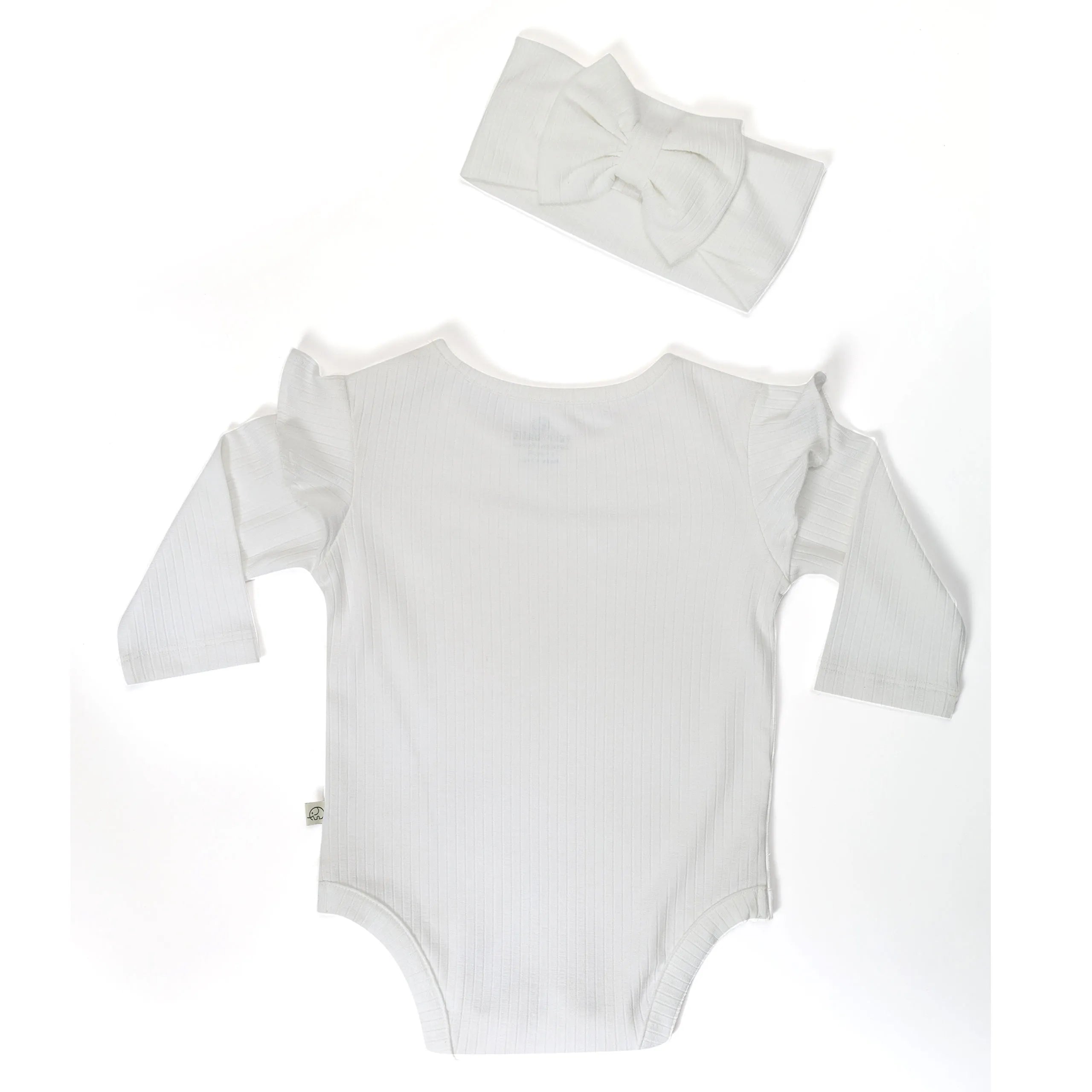 Baby Flutter Happy Days Bodysuit With A Bow Headband - Off-White