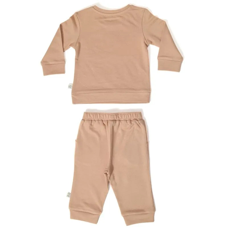 Baby Organic Cotton Hooray Fleece Jogger Set - Ruby Tan