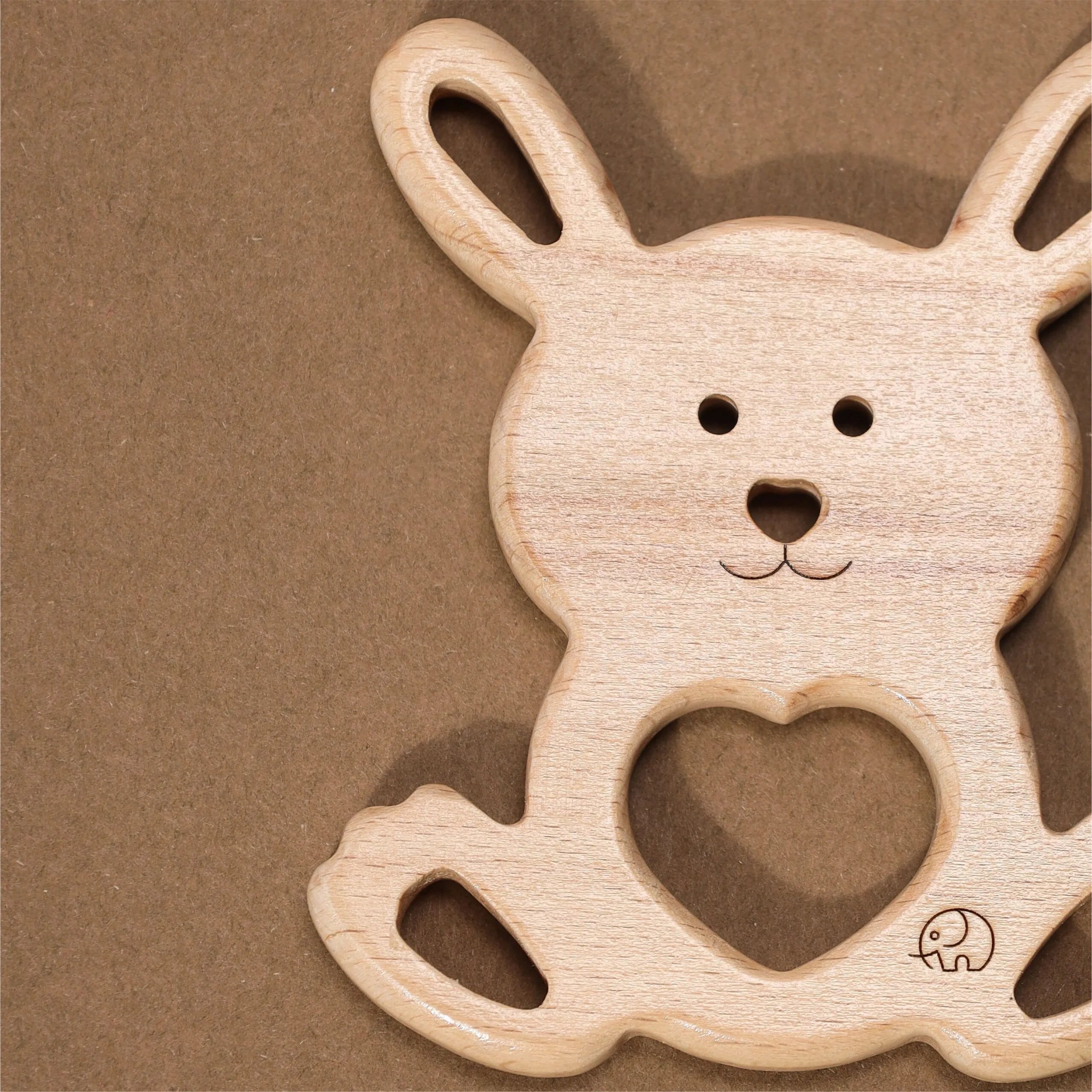 Natural Beech Wood Bunny Teether - Wood Colors