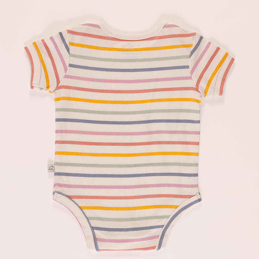 Baby Organic Colorful stripes short sleeves bodysuit