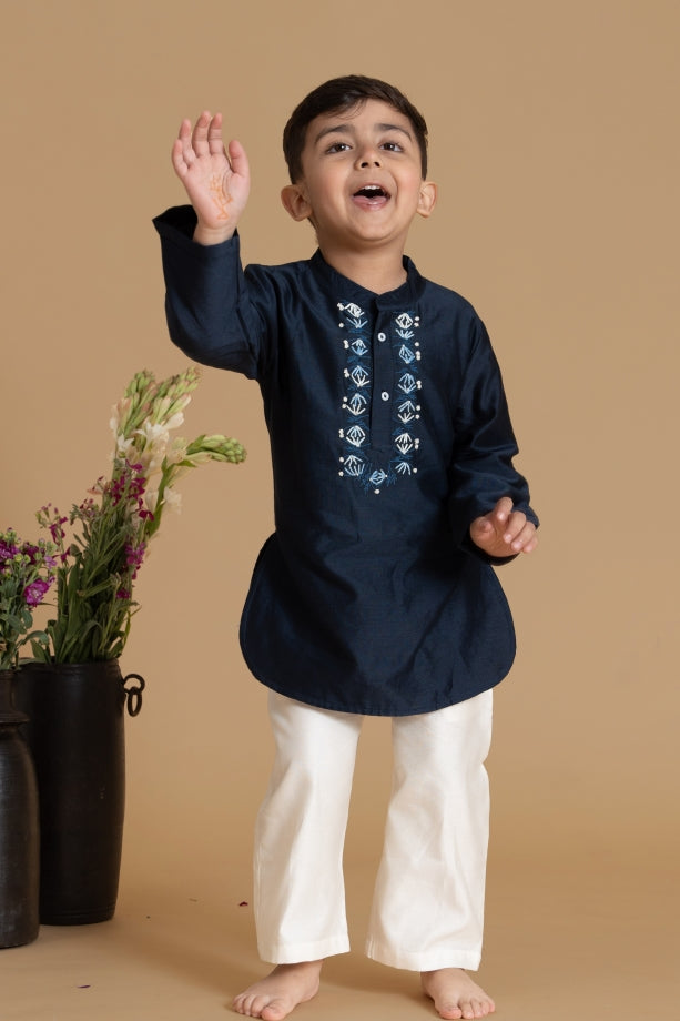 PHULWARI MARINE BLUE KURTA PYJAMA