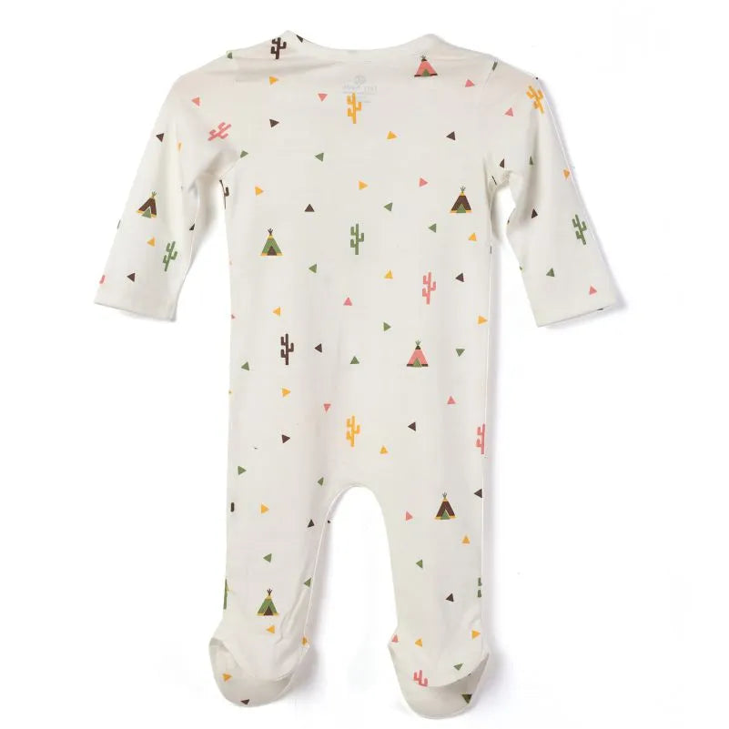 Baby 2 Way Zipper Happy Camper Full Sleeves Bodysuit - Off-White