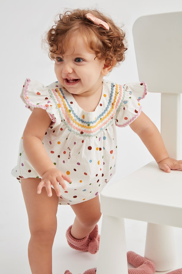 Baby Printed Polka Dotted frill sleeves romper