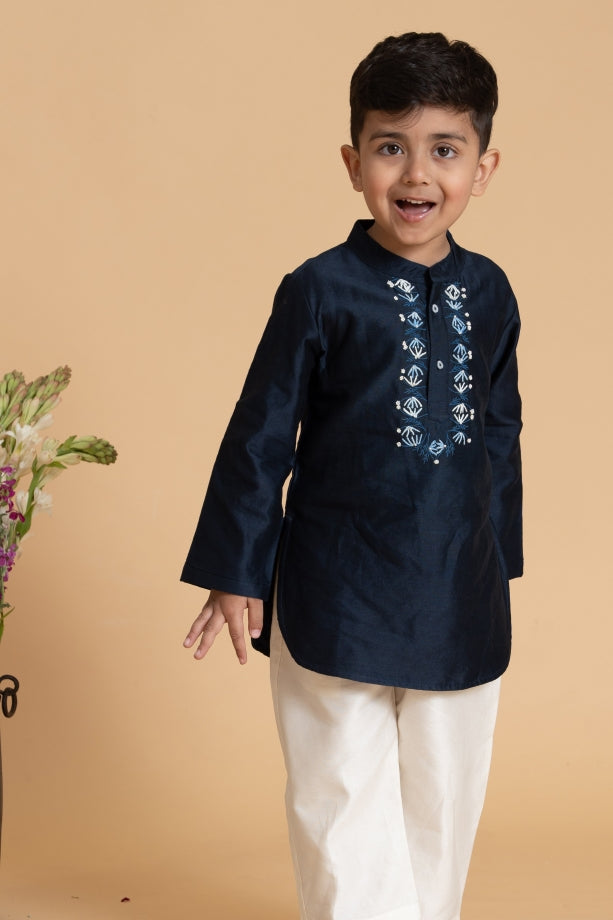 PHULWARI MARINE BLUE KURTA PYJAMA