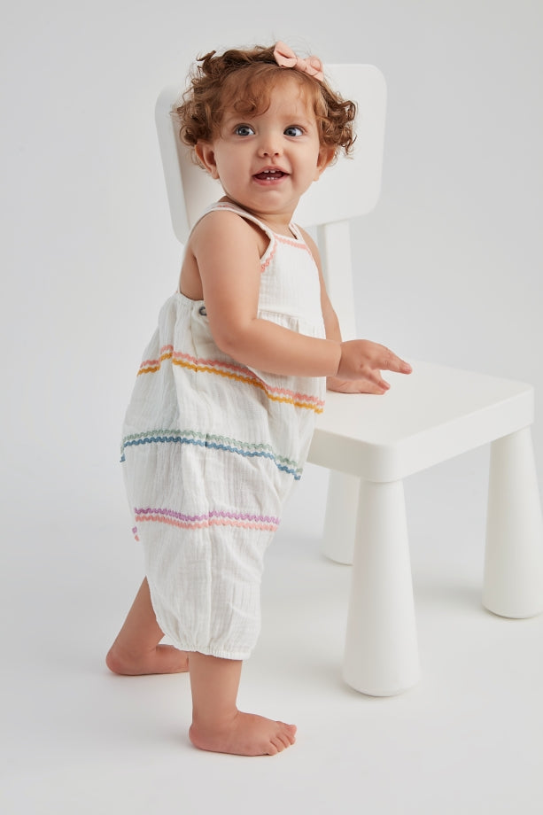 Baby double cloth colourful lace Jumpsuit