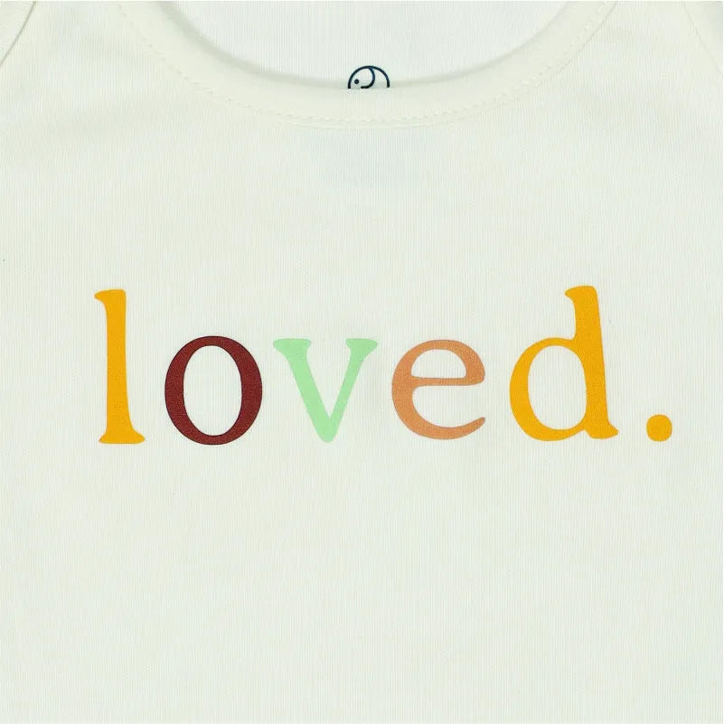 Baby “Loved” Short Sleeves Bodysuit - White