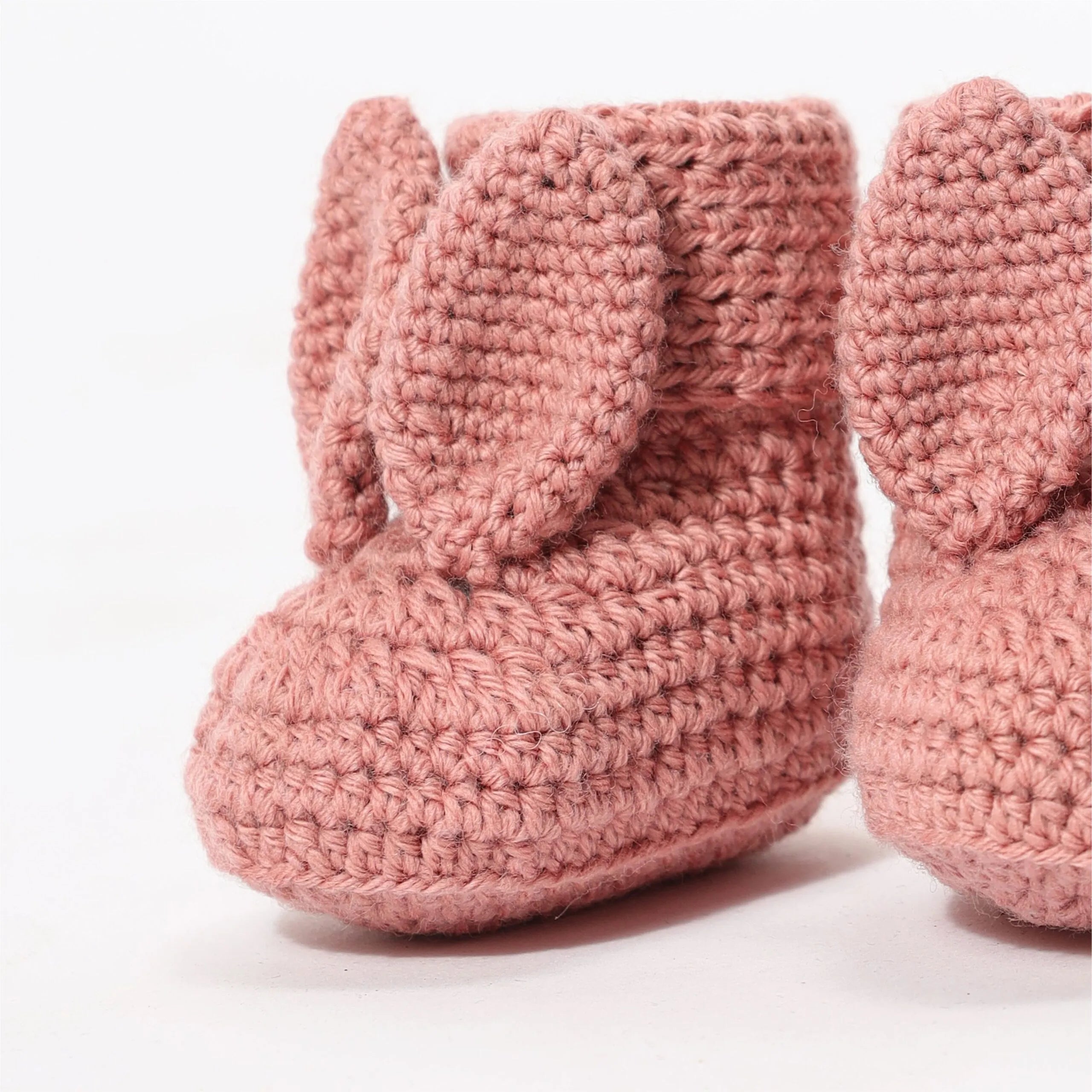 Baby Bunny Crochet Booties - Coral Almond