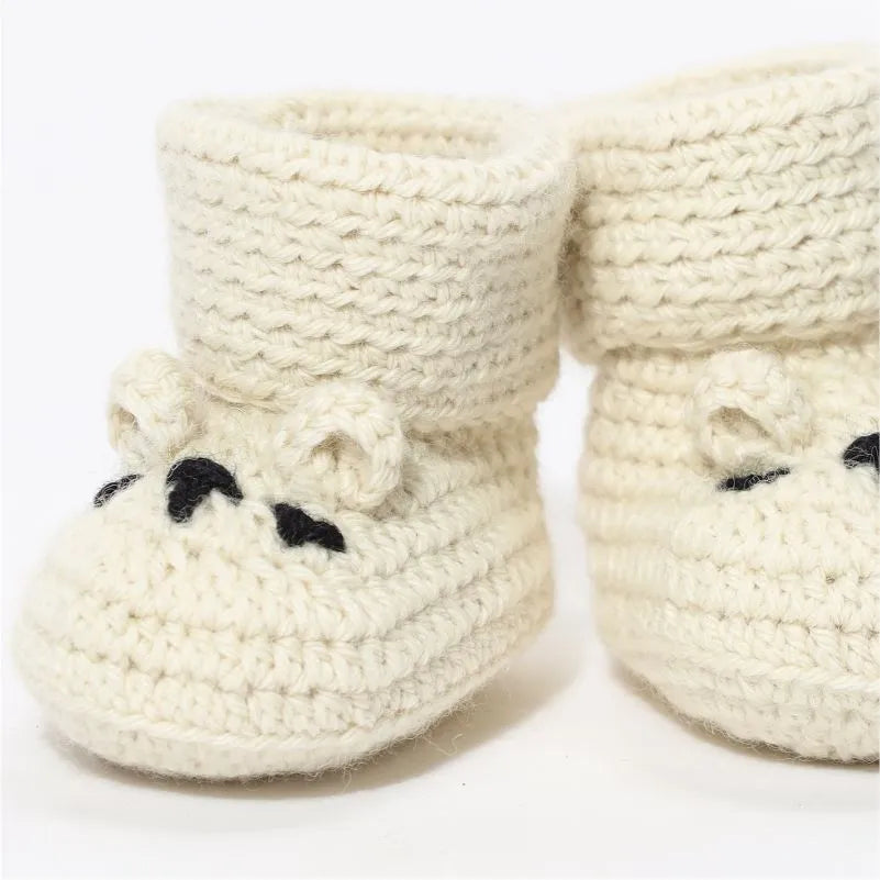 Baby Cute Doggie Crochet Booties - Off-White