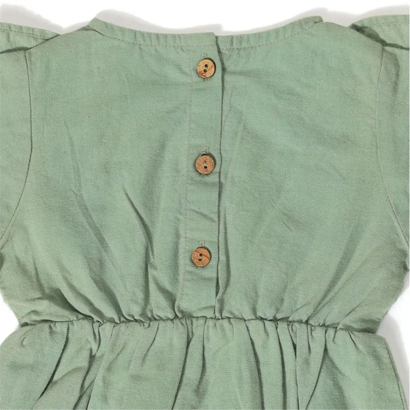 Full Sleeves Frill Romper - Mineral Green