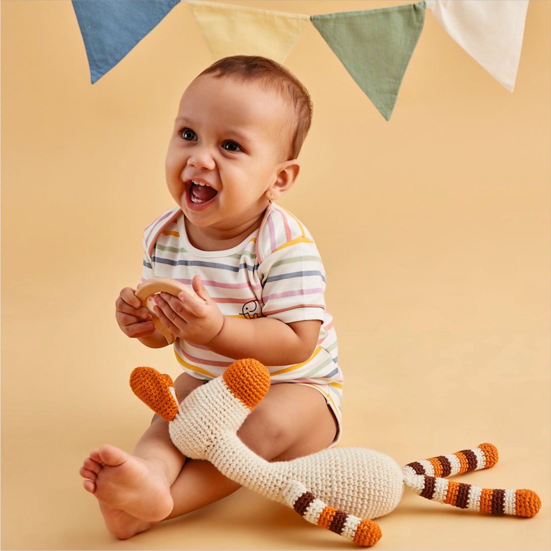 Baby Organic Colorful stripes short sleeves bodysuit