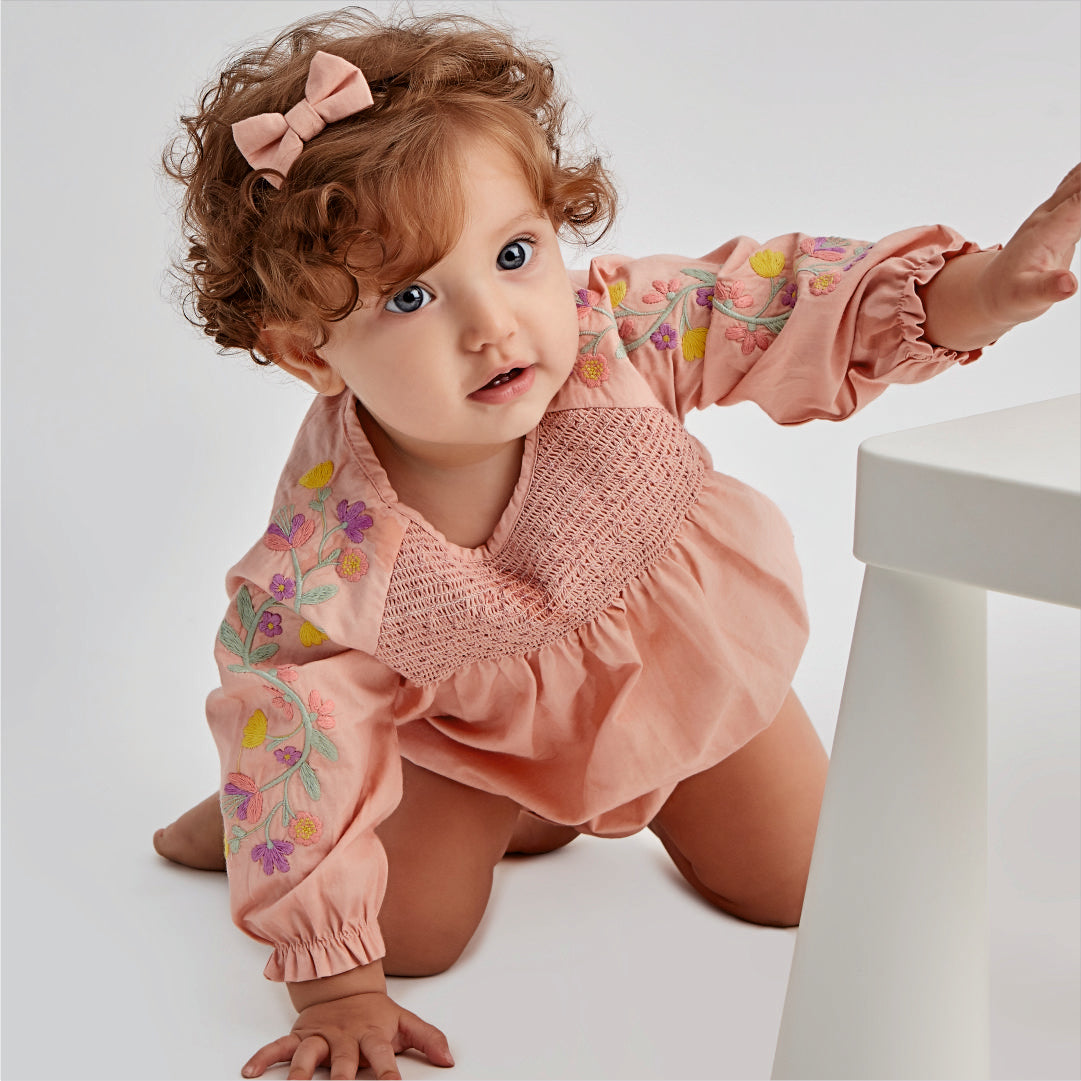 Baby full sleeves embroidered romper