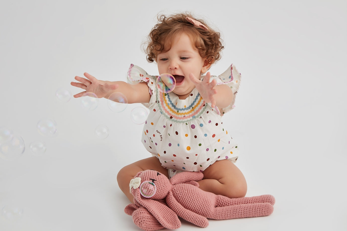 Baby Printed Polka Dotted frill sleeves romper