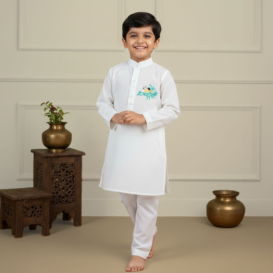 Embroidered Kurta paired with Pajama Pants - Birdsong