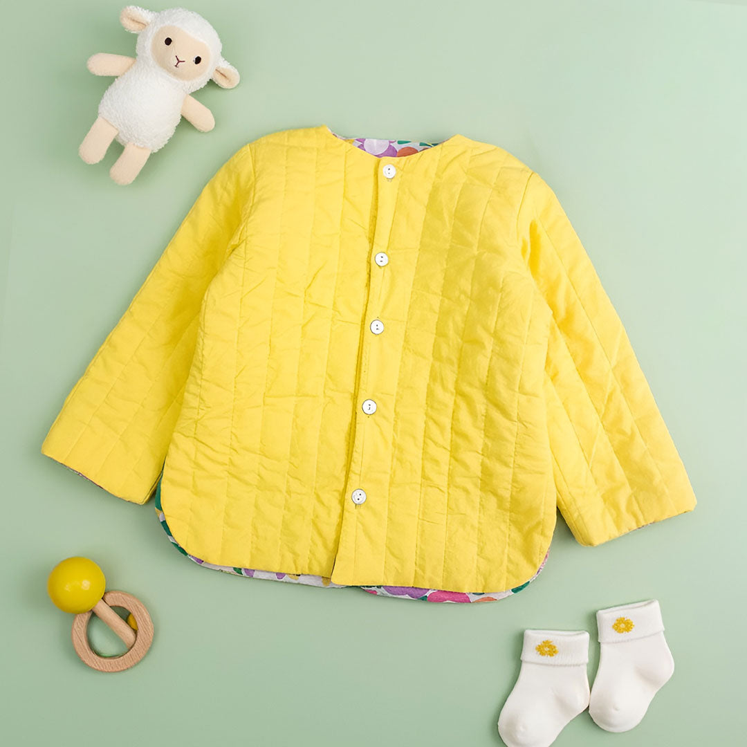 Yellow – Cotton Button Up Quilted Jacket