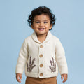 Winter Lavender – Cotton Hand Embroidered White Cardigan