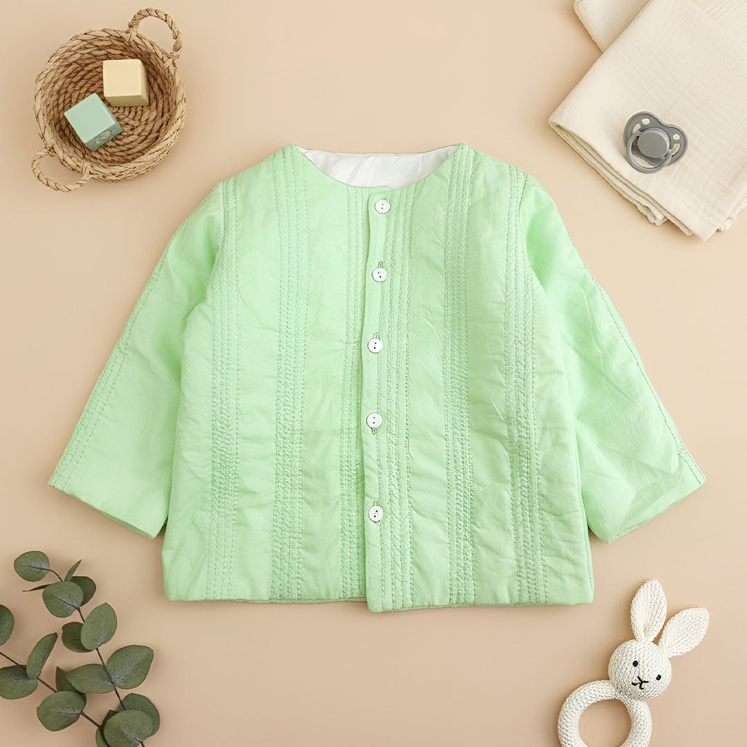 Mint Green – Cotton Button Up Quilted Jacket