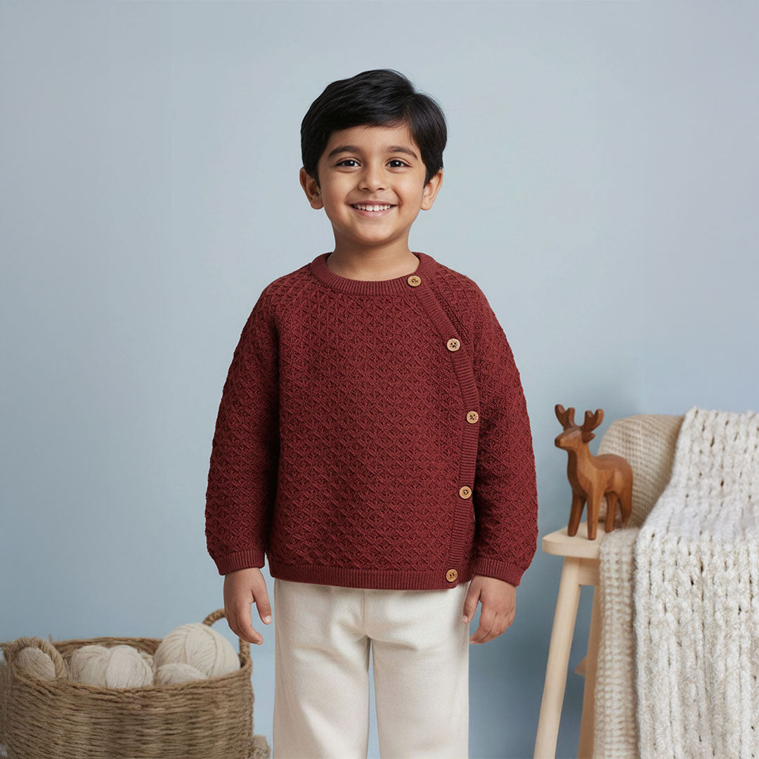 Coffee Brown – Cotton Wrap Style Double Layer Sweater