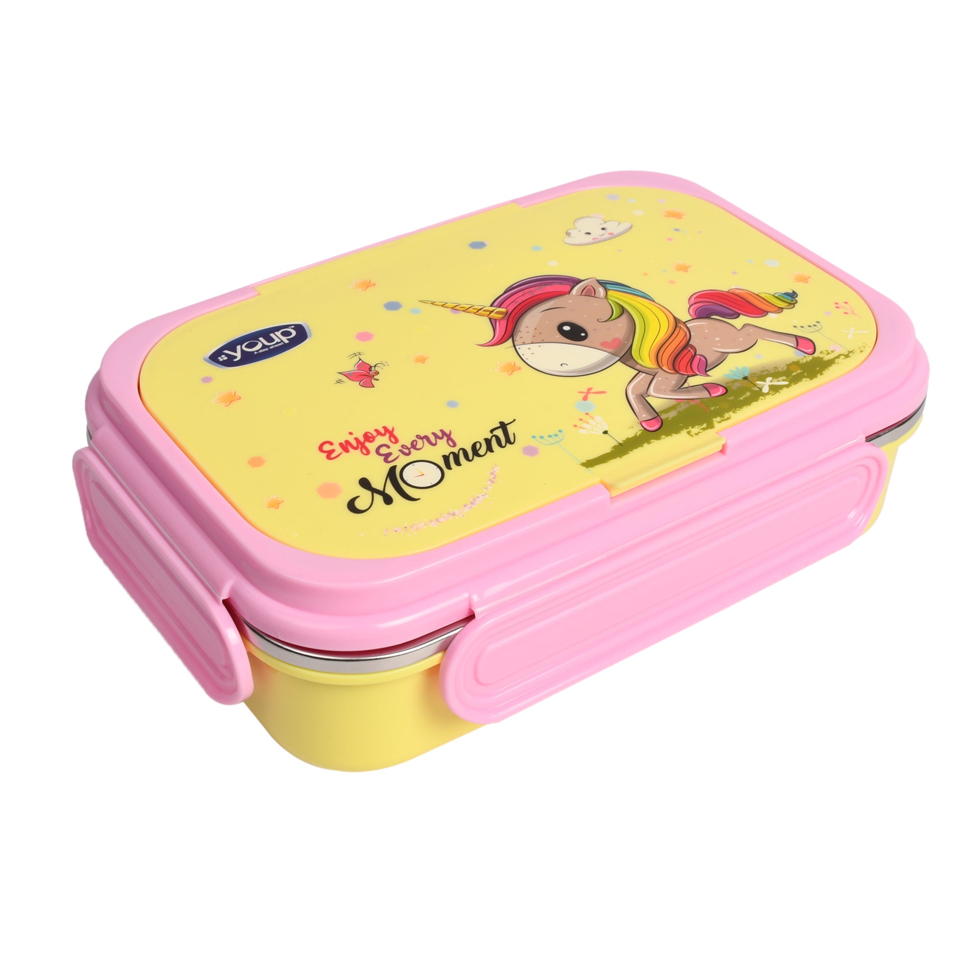 Stainless Steel Insulated Unicorn Theme Kids Lunch Box With Fork & Spoon Xolo-850 Ml