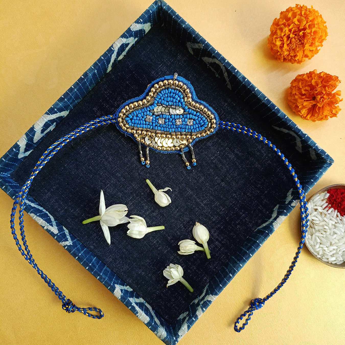 Spaceship Beaded Rakhi - converts to a Brooch