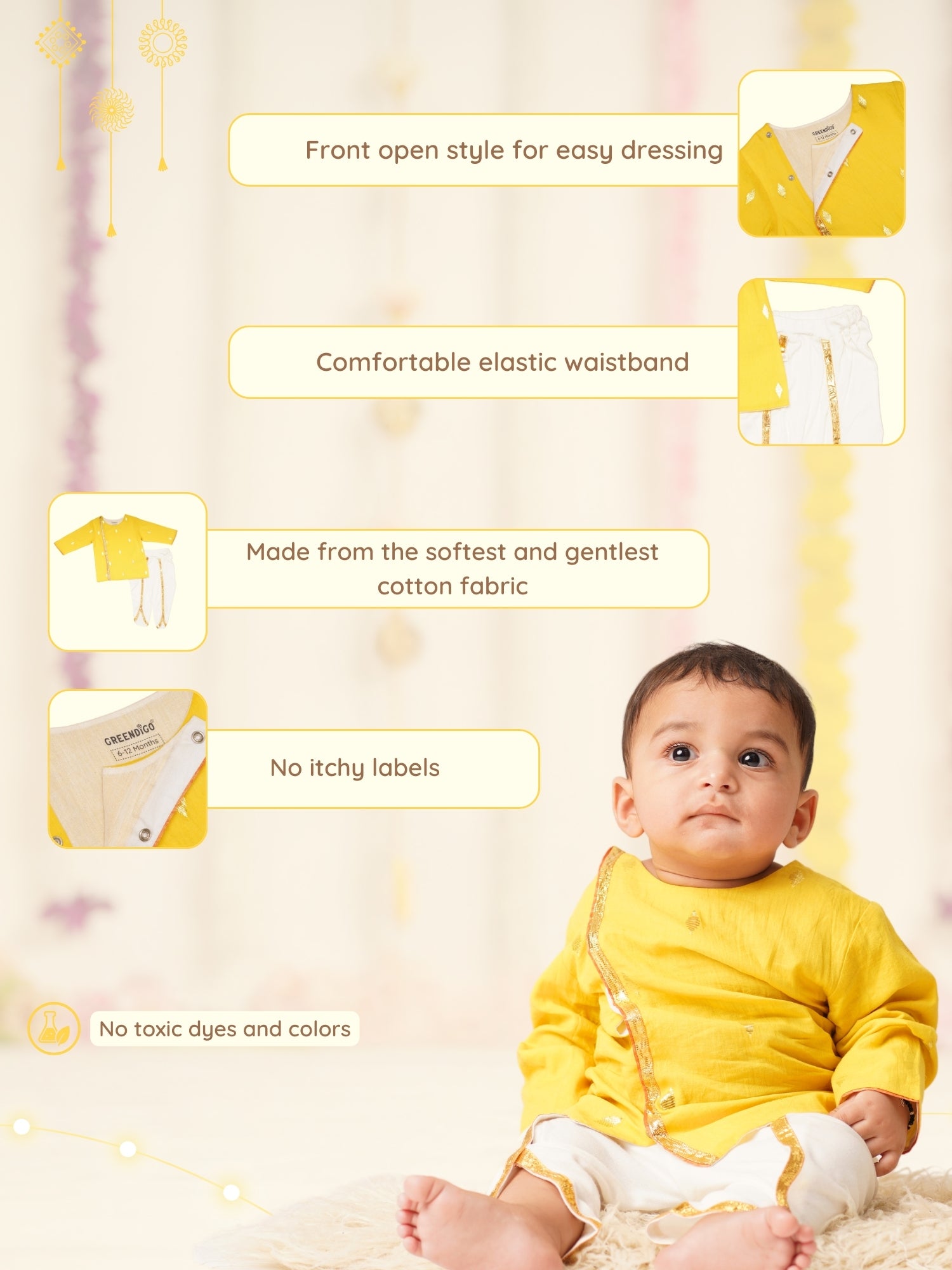 Deepam - Baby Boy Kurta Dhoti Set | Yellow