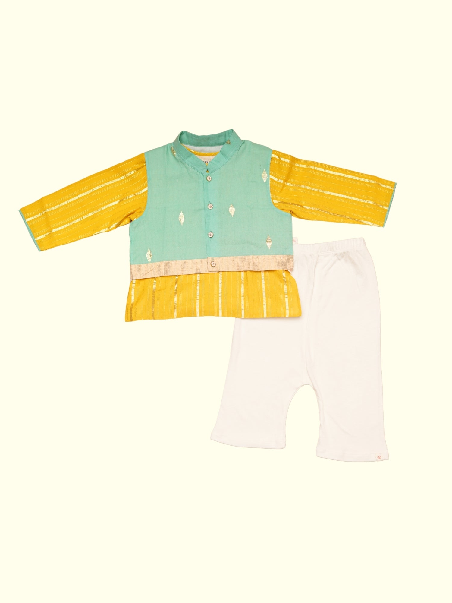 Ambar - Baby Boy Kurta Bundi Set | Yellow & Green